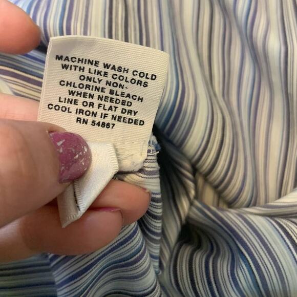Express purple white stretch pinstripes buttoned shirt size 2 - Picture 5 of 7